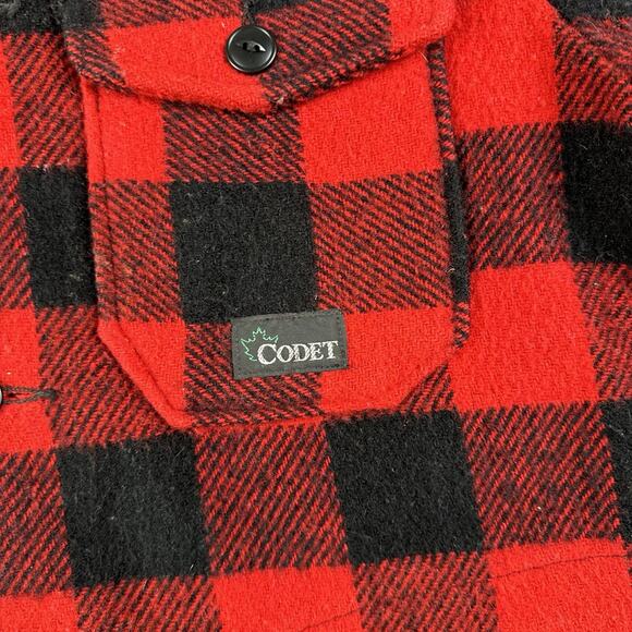 Vintage Codet Jacket Men’s Medium Buffalo Plaid Red Black Wool Hunting - Picture 2 of 16
